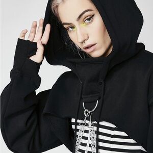 Dollskill Current Mood Chain Cropped Hoodie - Medium